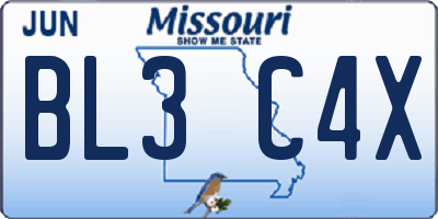 MO license plate BL3C4X