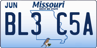 MO license plate BL3C5A