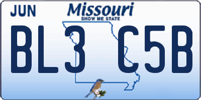 MO license plate BL3C5B