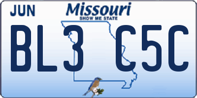 MO license plate BL3C5C