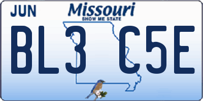 MO license plate BL3C5E