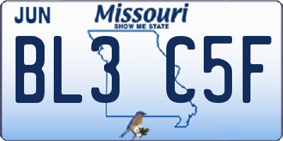 MO license plate BL3C5F