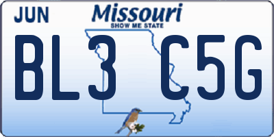 MO license plate BL3C5G