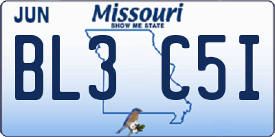 MO license plate BL3C5I