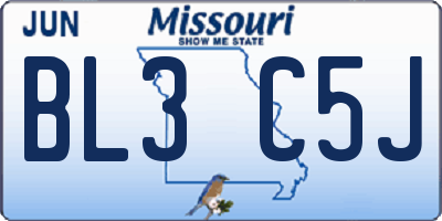 MO license plate BL3C5J