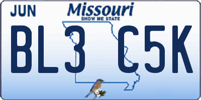 MO license plate BL3C5K