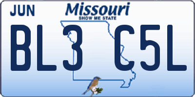 MO license plate BL3C5L