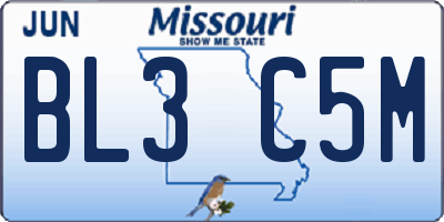 MO license plate BL3C5M