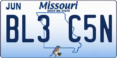 MO license plate BL3C5N