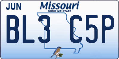 MO license plate BL3C5P