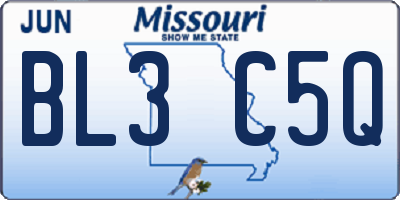 MO license plate BL3C5Q