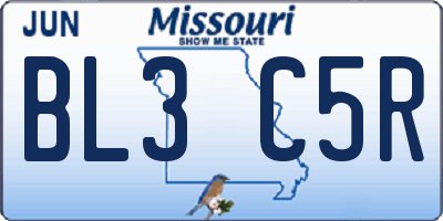 MO license plate BL3C5R