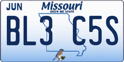 MO license plate BL3C5S