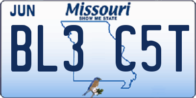 MO license plate BL3C5T