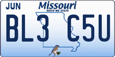 MO license plate BL3C5U