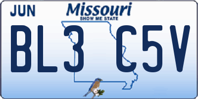 MO license plate BL3C5V