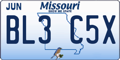 MO license plate BL3C5X