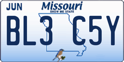 MO license plate BL3C5Y