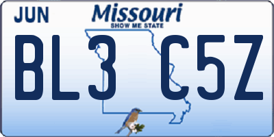 MO license plate BL3C5Z