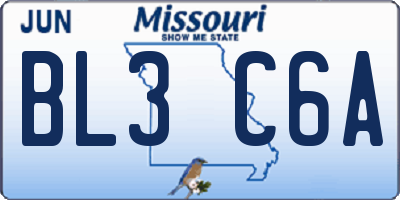 MO license plate BL3C6A