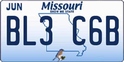 MO license plate BL3C6B