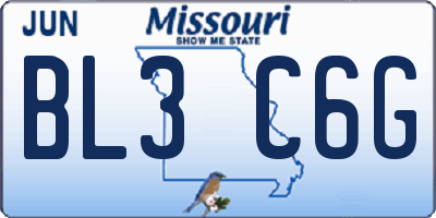 MO license plate BL3C6G