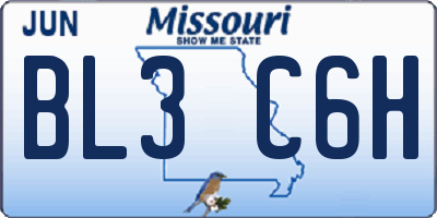 MO license plate BL3C6H
