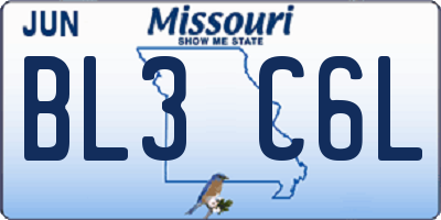 MO license plate BL3C6L