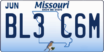 MO license plate BL3C6M