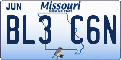 MO license plate BL3C6N