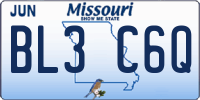 MO license plate BL3C6Q
