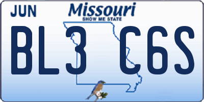 MO license plate BL3C6S