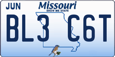 MO license plate BL3C6T