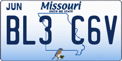 MO license plate BL3C6V