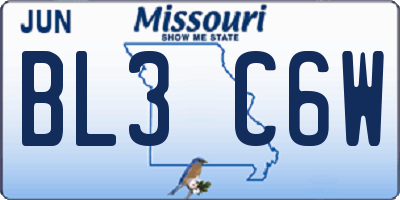 MO license plate BL3C6W