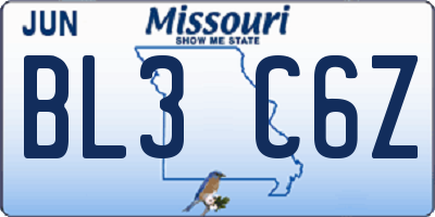 MO license plate BL3C6Z