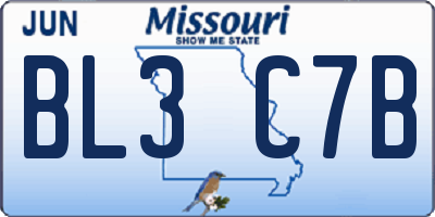 MO license plate BL3C7B