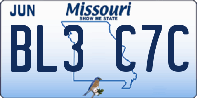 MO license plate BL3C7C