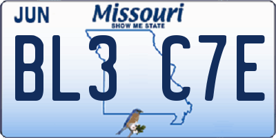 MO license plate BL3C7E