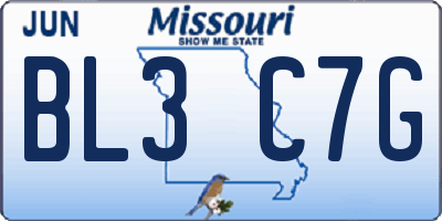 MO license plate BL3C7G