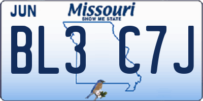 MO license plate BL3C7J