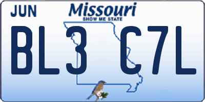MO license plate BL3C7L