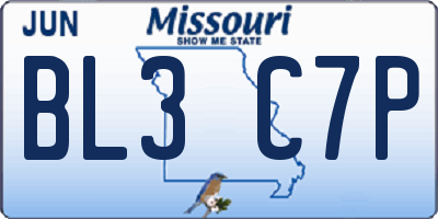 MO license plate BL3C7P