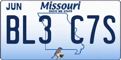 MO license plate BL3C7S