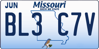 MO license plate BL3C7V
