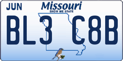 MO license plate BL3C8B