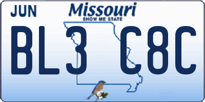 MO license plate BL3C8C