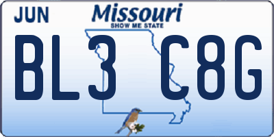 MO license plate BL3C8G