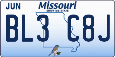 MO license plate BL3C8J