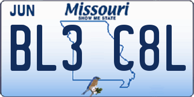 MO license plate BL3C8L